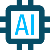 A blue and green logo of an artificial intelligence.